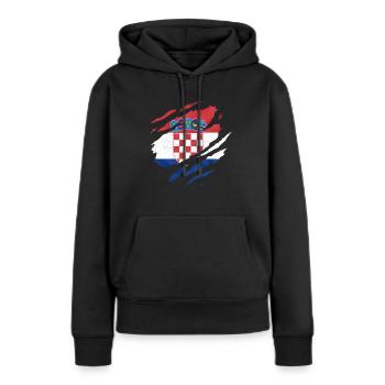KROATISCHE FLAGGE HRVATSKA BALKAN HRVATI KROATIEN - Frauen Premium Bio Hoodie - Schwarz - Vorne - Julia (174cm)