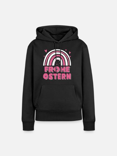 Oster Regenbogen Frohe Ostern - Frauen Premium Bio Hoodie - Schwarz