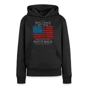 Au lieu de reconstruire - Sweat à capuche Premium bio Femme - noir - Devant - Julia (174cm)