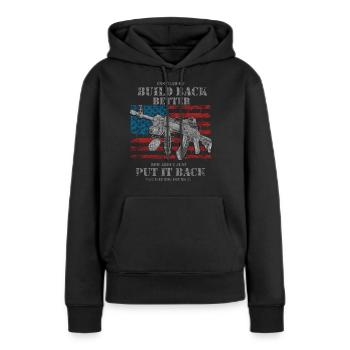 Au lieu de reconstruire - Sweat à capuche Premium bio Femme - noir - Devant - Julia (174cm)