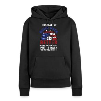 Au lieu de reconstruire - Sweat à capuche Premium bio Femme - noir - Devant - Julia (174cm)