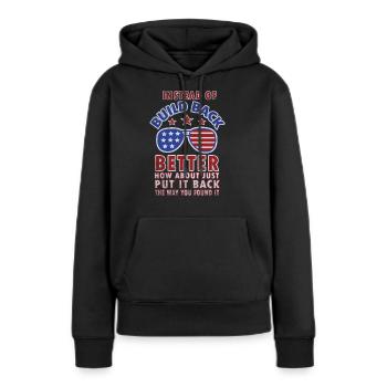 Au lieu de reconstruire - Sweat à capuche Premium bio Femme - noir - Devant - Julia (174cm)