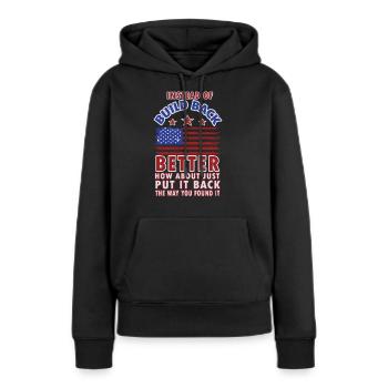 Au lieu de reconstruire - Sweat à capuche Premium bio Femme - noir - Devant - Julia (174cm)