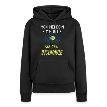 Humour Tennis Maladie Incurable - Sweat à capuche Premium bio Femme - noir - Devant - Julia (174cm)