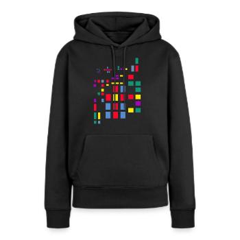 Pixel Art Abstrait Ville Kypto - Sweat à capuche Premium bio Femme - noir - Devant - Julia (174cm)