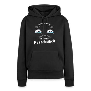 Ich kann gucken wie ich will - Fressefreiheit! - Frauen Premium Bio Hoodie - Schwarz - Vorne - Julia (174cm)