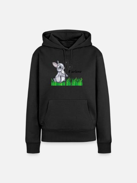 Hase Name Geschenk Marlene - Frauen Premium Bio Hoodie - Schwarz