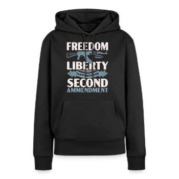 Freedom Liberty soutient la Deuxième Constitution - Sweat à capuche Premium bio Femme - noir - Devant - Julia (174cm)