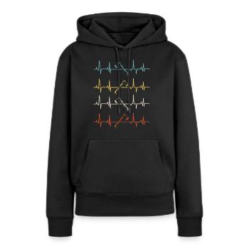 Hache Hache Lancer Hache Hache Lancer Hache Lancer Heartbeat - Sweat à capuche Premium bio Femme - noir - Devant - Julia (174cm)