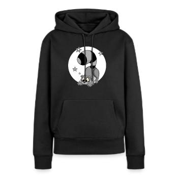 mignon raton laveur, chemise, chemise de couchage, sweat à capuche, bande dessinée - Sweat à capuche Premium bio Femme - noir - Devant - Julia (174cm)