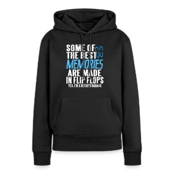 Les meilleurs souvenirs sont faits dans le thé Flip Flops - Sweat à capuche Premium bio Femme - noir - Devant - Julia (174cm)
