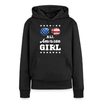 American Girl 4 juillet Femmes Filles Enfants Drapeau américain - Sweat à capuche Premium bio Femme - noir - Devant - Julia (174cm)