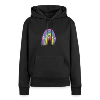 ALEXA Rainbow Cursive - Frauen Premium Bio Hoodie - Schwarz - Vorne - Julia (174cm)