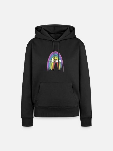 ANNA Rainbow Cursive - Frauen Premium Bio Hoodie - Schwarz