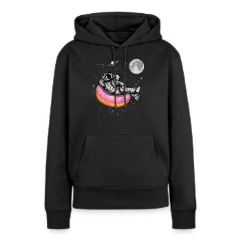 Spaceman sur un beignet - Sweat à capuche Premium bio Femme - noir - Devant - Julia (174cm)