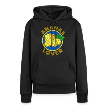 ANANAS LOVER plage vacances à la mer été - Sweat à capuche Premium bio Femme - noir - Devant - Julia (174cm)