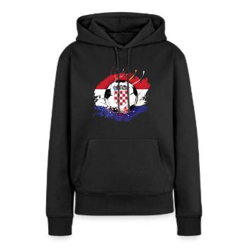 Football croate Croatie Drapeau Grunge Futbol - Sweat à capuche Premium bio Femme - noir - Devant - Julia (174cm)