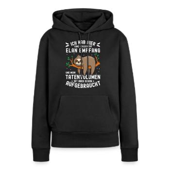 Ich hab hier ganz schlechten Elan Empfang Faultier - Frauen Premium Bio Hoodie - Schwarz - Vorne - Julia (174cm)