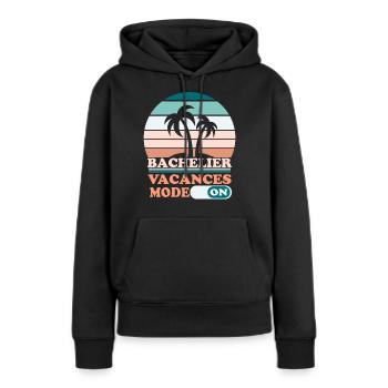 Cadeau Bachelier Bac Félicitation Baccalauréat - Sweat à capuche Premium bio Femme - noir - Devant - Julia (174cm)