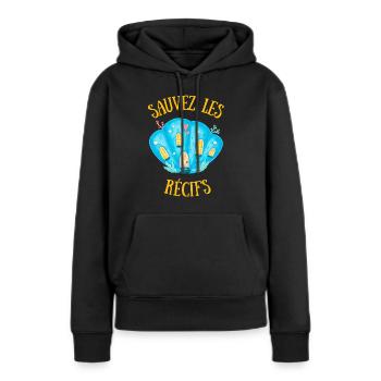 SAUVEZ LES RÉCIFS BLEU - Sweat à capuche Premium bio Femme - noir - Devant - Julia (174cm)