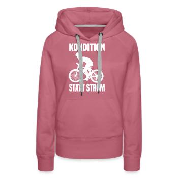 Kondition Statt Strom Lustiger Fahrrad Spruch - Frauen Premium Bio Hoodie - Malve - Vorne - Isabella (175cm)
