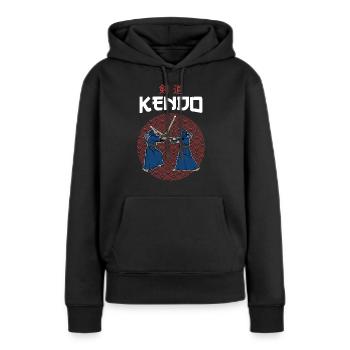 Kendo Maître Aikido Kenjutsu Bamboo Swords - Sweat à capuche Premium bio Femme - noir - Devant - Julia (174cm)