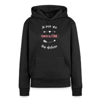 Je suis une cavalière qui déchire - Sweat à capuche Premium bio Femme - noir - Devant - Julia (174cm)