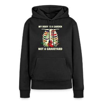 Potager Végétarien Végétalien I Cadeau - Sweat à capuche Premium bio Femme - noir - Devant - Julia (174cm)