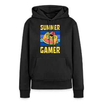 SUMMER GAMER JEU VIDÉO ESPORTS - Sweat à capuche Premium bio Femme - noir - Devant - Julia (174cm)