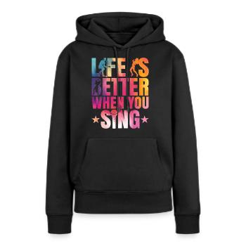 Chant pour chanteurs et karaoké - Sweat à capuche Premium bio Femme - noir - Devant - Julia (174cm)