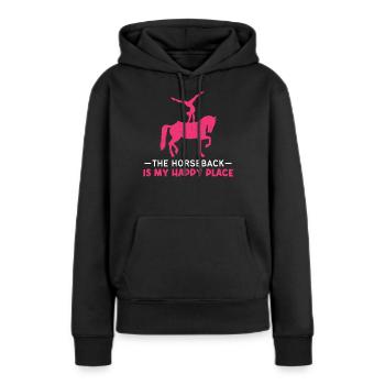 Voûter le cheval est mon endroit heureux - Sweat à capuche Premium bio Femme - noir - Devant - Julia (174cm)