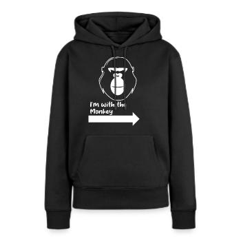 Je suis avec le singe - Sweat à capuche Premium bio Femme - noir - Devant - Julia (174cm)