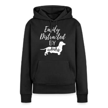 Dachshund Wiener Dog Easily Distracted By Wieners - Women’s Premium Organic Hoodie - black - Front - Julia (174cm)