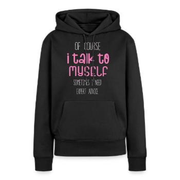 Bien sûr, je me parle parfois à moi-même - Sweat à capuche Premium bio Femme - noir - Devant - Julia (174cm)