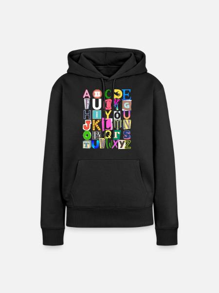 Alphabet and hidden message - Women’s Premium Organic Hoodie - black