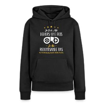 Je suis allé dehors une fois - Sweat à capuche Premium bio Femme - noir - Devant - Julia (174cm)