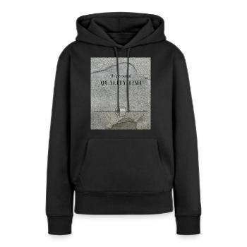 Temps de qualité - Sweat à capuche Premium bio Femme - noir - Devant - Julia (174cm)
