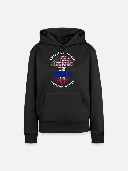 Proud Haitian Haiti Flag - Frauen Premium Bio Hoodie - Schwarz