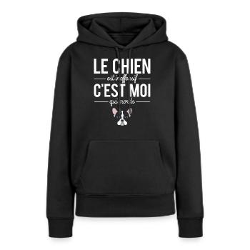 Le Chien Est Inoffensif C'est Moi Qui Mords - Sweat à capuche Premium bio Femme - noir - Devant - Julia (174cm)