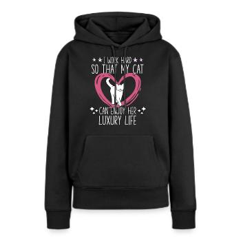 Chats Fan Chat Ami Chat Disant Chats - Sweat à capuche Premium bio Femme - noir - Devant - Julia (174cm)