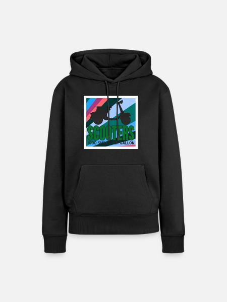 Retro SCOOTERS 1000 Smile Per Gallon Cool Funny - Women’s Premium Organic Hoodie - black