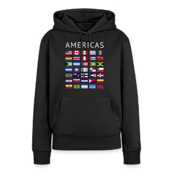 Drapeaux de pays Amérique Drapeaux nationaux d’Amérique - Sweat à capuche Premium bio Femme - noir - Devant - Julia (174cm)