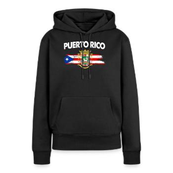 Puerto Rico Boricua Flag Coat of Arms - Women’s Premium Organic Hoodie - black - Front - Julia (174cm)