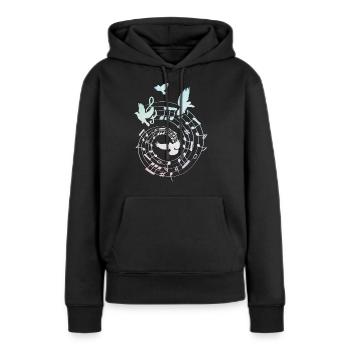 Oiseaux Notes de musique Femmes Filles Amateurs d’oiseaux - Sweat à capuche Premium bio Femme - noir - Devant - Julia (174cm)