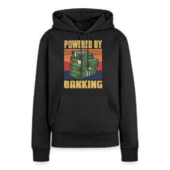 Propulsé par Banking Cool Retro Vintage Banker - Sweat à capuche Premium bio Femme - noir - Devant - Julia (174cm)