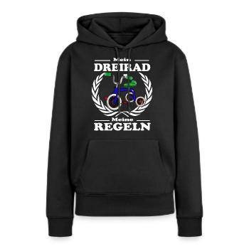 Mein Dreirad und meine Regeln. Kind mit Regeln - Frauen Premium Bio Hoodie - Schwarz - Vorne - Julia (174cm)