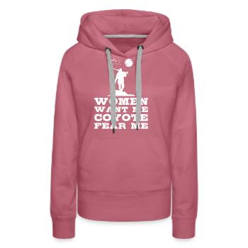 Coyote Jäger - Frauen Premium Bio Hoodie - Malve - Vorne - Isabella (175cm)