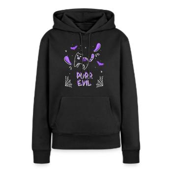 PURR EVIL Halloween T-shirt & Hoddie Design - Frauen Premium Bio Hoodie - Schwarz - Vorne - Julia (174cm)