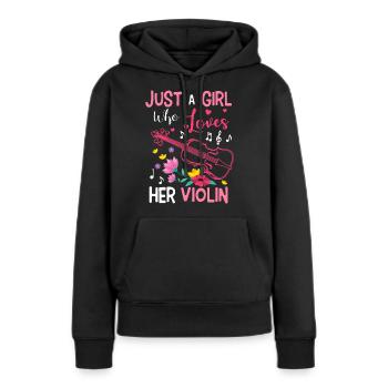 Fille Son violon aime les musiciens violonistes - Sweat à capuche Premium bio Femme - noir - Devant - Julia (174cm)