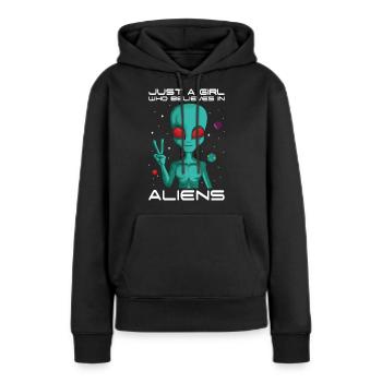Girl Who Believes in Aliens Planet Space - Women’s Premium Organic Hoodie - black - Front - Julia (174cm)